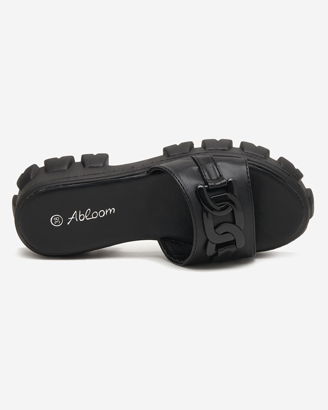 Papuci de dama negri pe talpa mai groasa. Inza - Incaltaminte