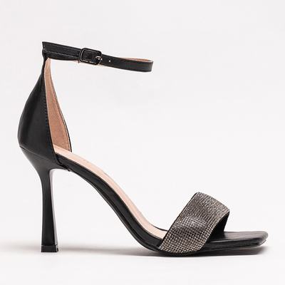 Sandale de dama negre pe stiletto Enedi - Incaltaminte