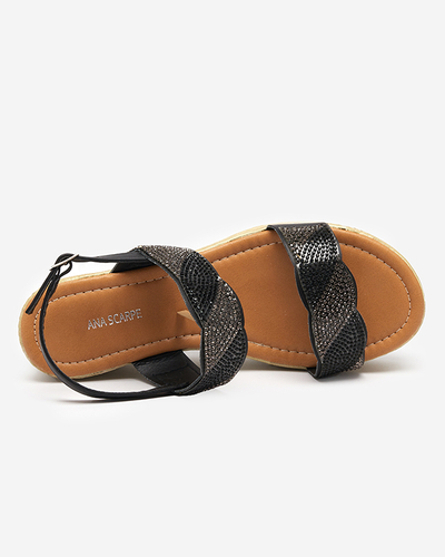 Sandale de dama negre cu zirconiu cubic Acroq - Pantofi