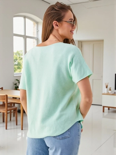 Royalfashion Pulover subțire pentru femei cu mâneci scurte