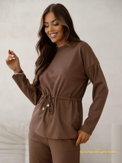 Royalfashion Set dama din bumbac, tip pulover, cu striatii