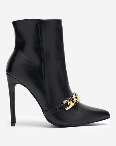 OUTLET Cizme stiletto negre decorate cu un lanț Rittle- Footwear