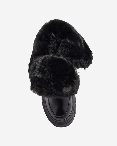 Cizme de zăpadă pentru femei cu talpă plată, de culoare neagră Sapollo- Footwear