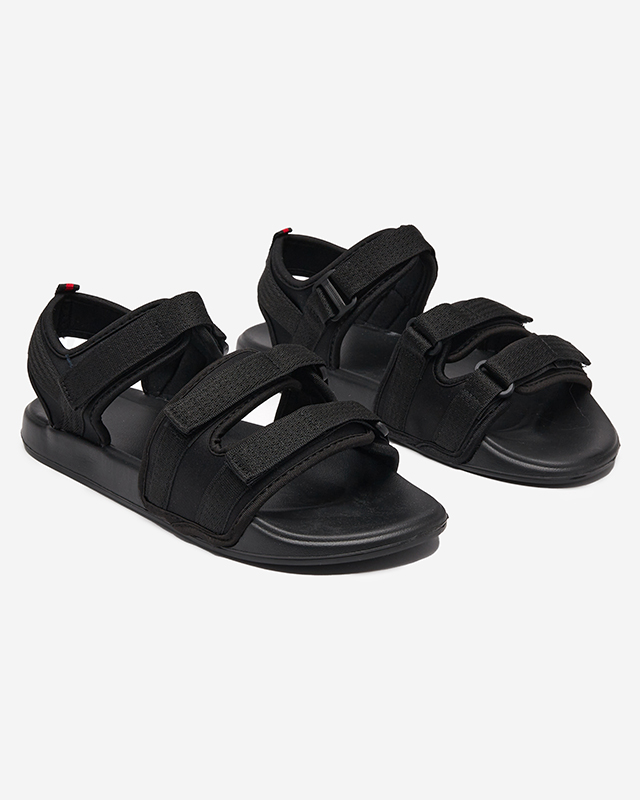 Sandale pentru bărbați negre cu Velcro Crostal - Încălțăminte