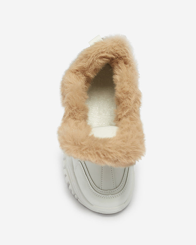 Pantofi sport dama alb cu blana Flixi - Incaltaminte
