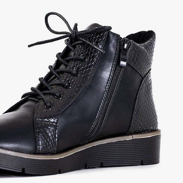 Cizme dantelate negre pentru femei Materam - încălțăminte