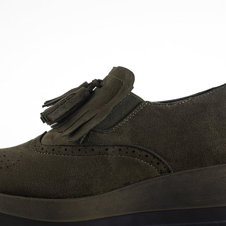 Încălțăminte pentru femei verde închis pe platforma Jacob - Încălțăminte