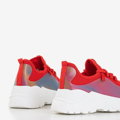 OUTLET Tenisi roșii de damă cu inserție multicoloră Isis - Încălțăminte