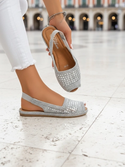 Royalfashion Women's Belle Sparkle Rhinestone Espadrille Sandals