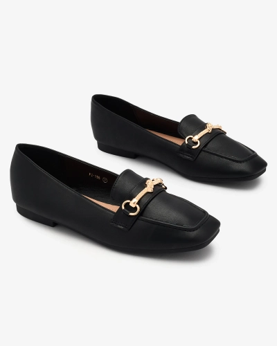Royalfashion Mocasini negri pentru femei cu ornament auriu Olerika