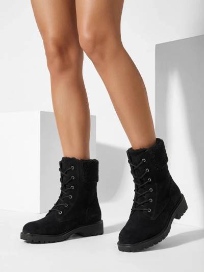 Botine de damă Trevolla din piele ecologică întoarsă cu șireturi