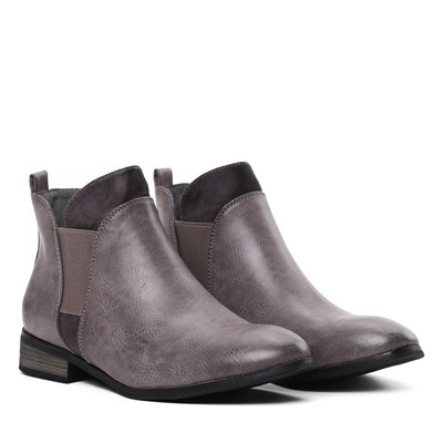 Szare sztyblety na płaskim obcasie Magdalena- Obuwie