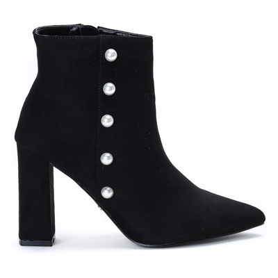Czarne botki z perełkami na wysokim słupku Maya - Obuwie