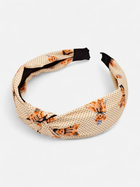 Royalfashion Opaska do włosów z pleceniyem we kropki i misie