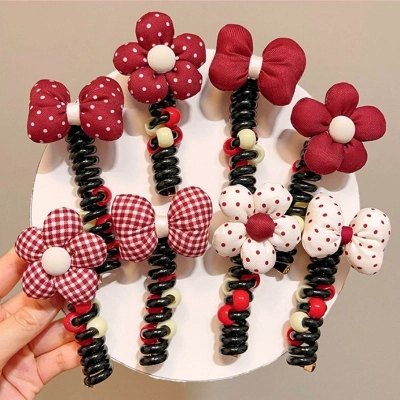 Royalfashion Elastic de păr tip spirală cu fundiță