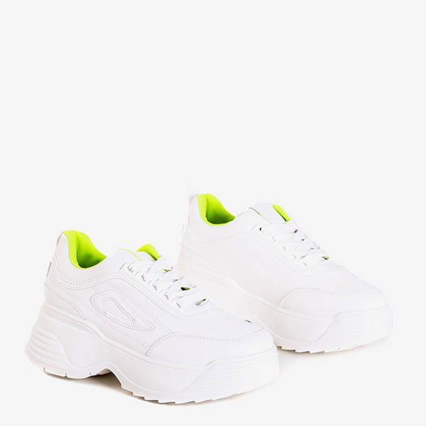 Adidași de damă albi și galbeni cu talpă groasă Free And Young - Încălțăminte