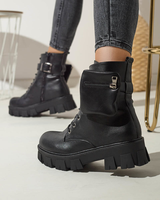 OUTLET Cizme bagger negre pentru femei cu husă Feffle- Footwear