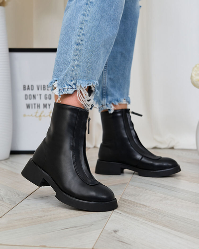 Royalfashion Cizme cu toc plat de damă, de culoare neagră Etiuse