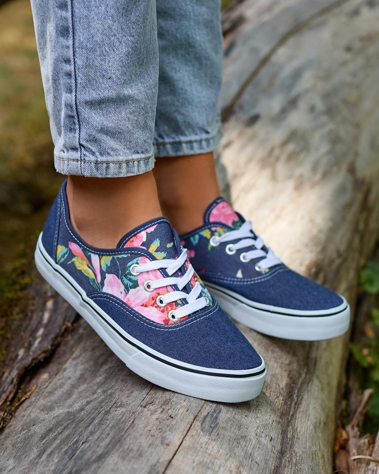 Royalfashion Blue Women's Blossom Beat Floral Sneakers