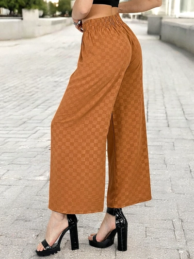 Royalfashion Pantaloni largi în carouri pentru femei