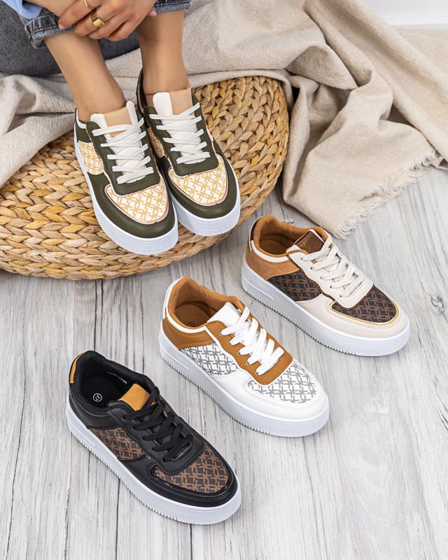 Pantofi sport dama albi cu imprimeu Glou - Incaltaminte