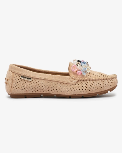 Royalfashion Mocasini pentru femei maro deschis maro deschis cu cristale decorative Cizzas