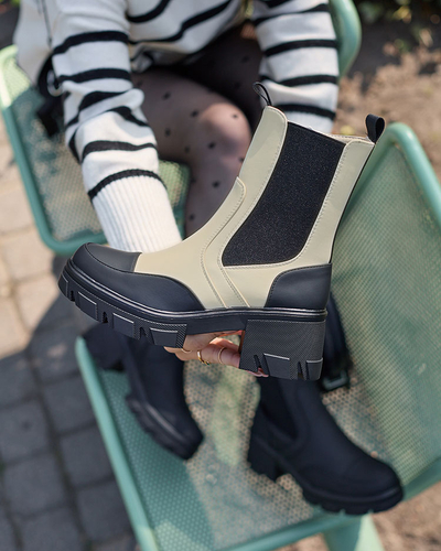 Royalfashion Cizme cu toc plat Bevta bej mat de damă