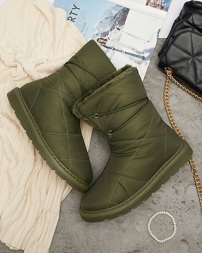Pantofi de damă verde închis a'la cizme de zăpadă Amirfu- Footwear
