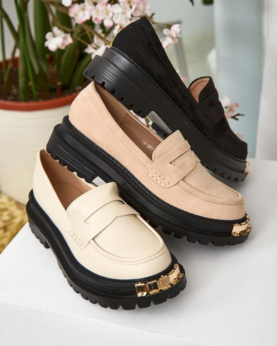 Loafers Dama Aurelia Bej cu Platforma de 5cm - Stilati si Confortabili