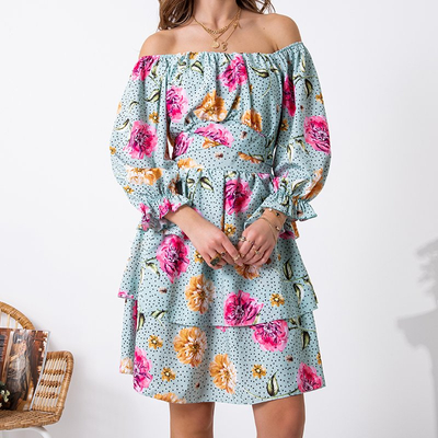 Rochie pentru femei cu model de culoare menta - Imbracaminte