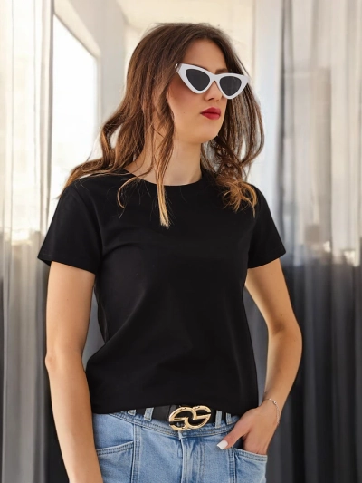 Royalfashion Tricou Casual din Bumbac pentru Femei cu Guler Rotund