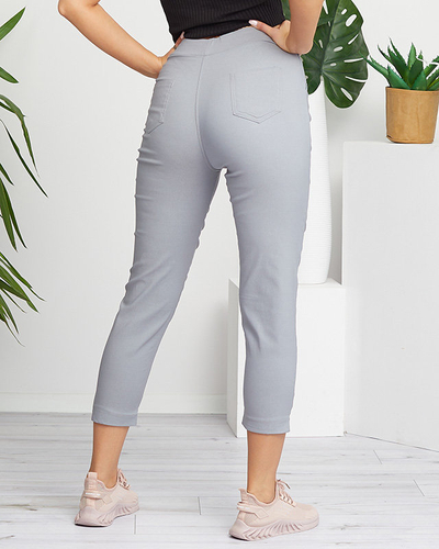 Pantaloni simpli de dama din stofa gri - Imbracaminte