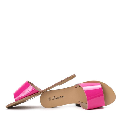 Fuksjowe klapki na płaskiej podeszwie Austis - Obuwie