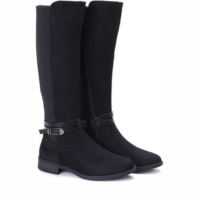 Czarne kozaki ze sprzączką Ida- Obuwie