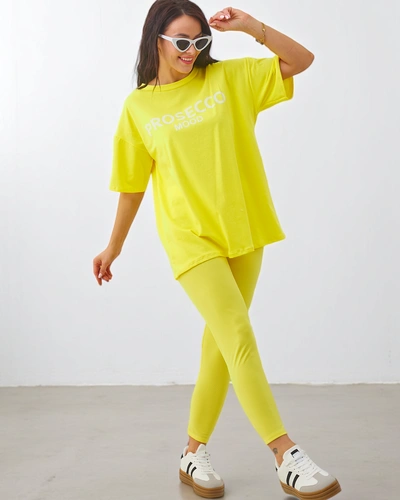 Set de bumbac pentru femei Royalfashion cu mâneci scurte și leggings