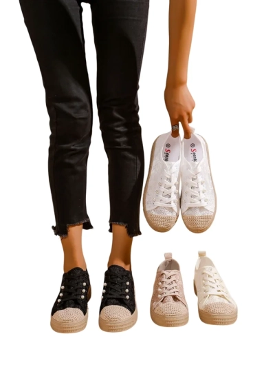 Tenisi din dantelă Royalfashion pentru femei cu paiete Nille