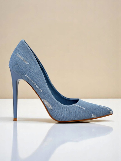 Royalfashion Pantofi cu toc înalt pentru femei Denim Chic