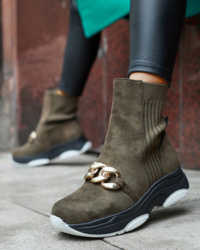 Cizme eco-suede izolate verzi de damă Cuzitta- Footwear