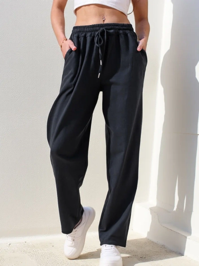 Pantaloni din bumbac drept pentru femei Royalfashion