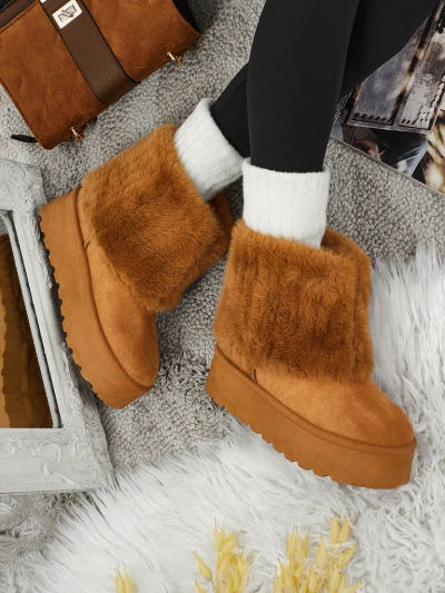 Ghete tip snowboots de damă cu blană artificială Irelle