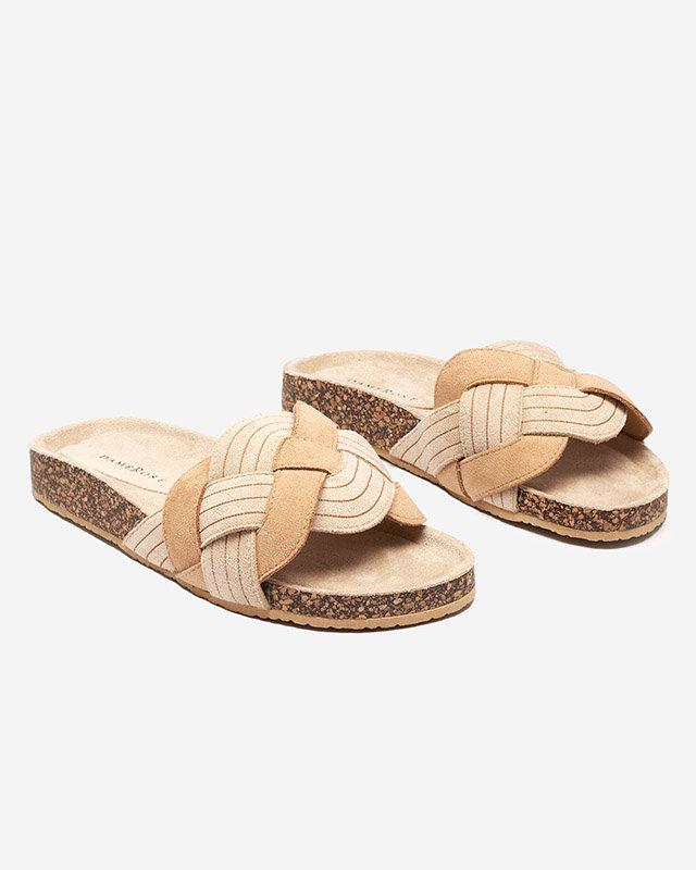 Papuci Zapri dama din piele intoarsa ecologica bej - Incaltaminte