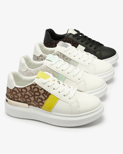 Royalfashion Pantofi sport pentru femei albi și maro Mlysio