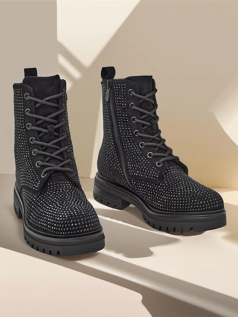 Femei bocanci cu siret si strasuri Royalfashion Russos