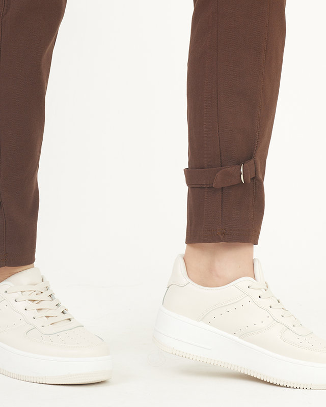 Pantaloni cargo de damă maro închis a'la - Îmbrăcăminte