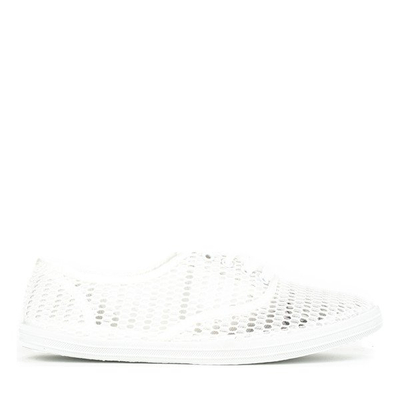 Adidași albi cu finisaj ajurat Carlana - Încălțăminte