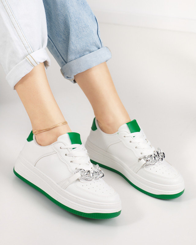 OUTLET Alb - pantofi sport de dama verzi cu lant Nevito - Incaltaminte