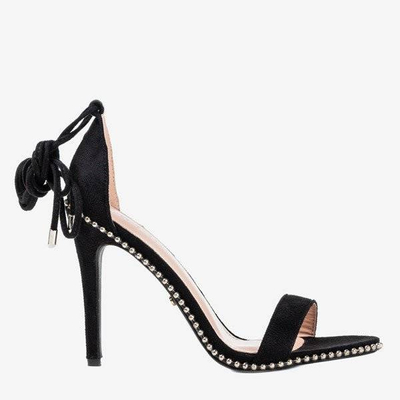 OUTLET Sandale negre legate pe toc mai înalt Taya - Pantofi