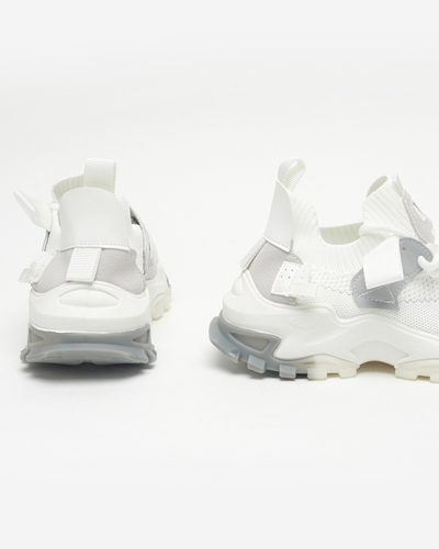 Pantofi sport de damă albi pe talpă Tiroka masivă - Încălțăminte