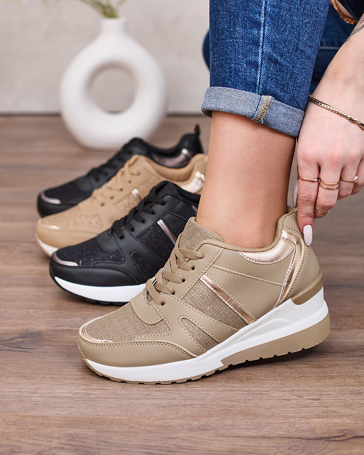 Royalfashion Adidași sport pe platformă pentru femei bej și maro Lacyrllia
