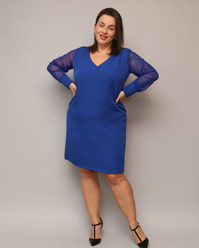 Rochie lucioasă până la genunchi în verde PLUS SIZE- Îmbrăcăminte